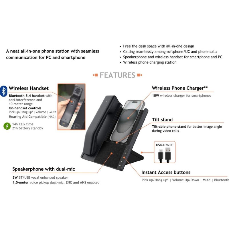 Station tout-en-un Fanvil DB20-H Combiné Bluetooth