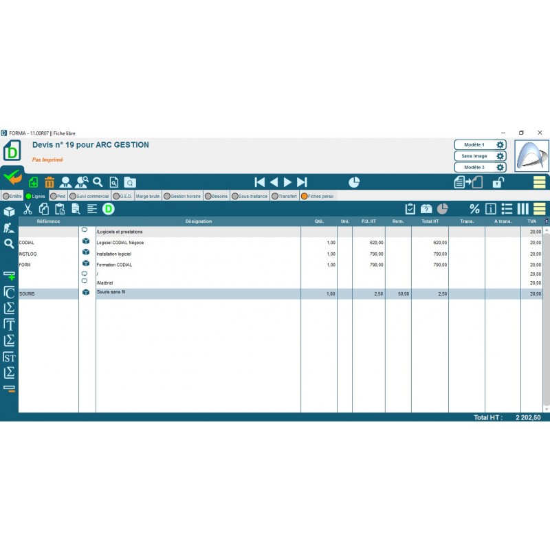 Logiciel Codial – Module Négoce